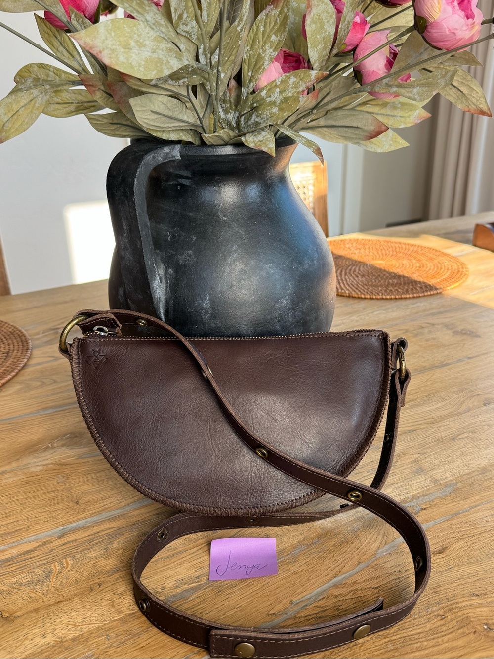 Lyons Leather Bee Leather Crossbody Bag - Espresso - Picture 4 of 5